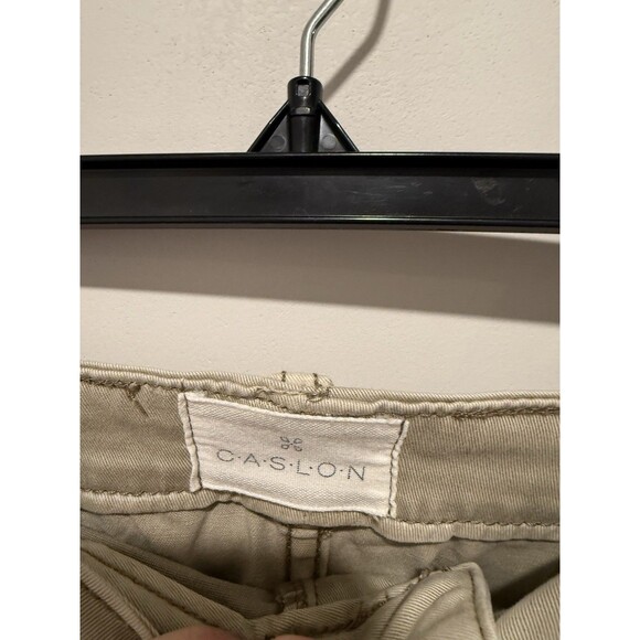 Caslon Women's Pants Khaki Cotton High Rise Wide Leg Crop Trouser Size 31 - Picture 2 of 8